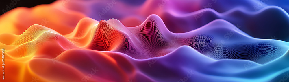 Abstract 3D pattern of sound waves in vibrant colors, 3D background music, dynamic and captivating Abstract 3D pattern of sound waves in vibrant colors, 3D background music, dynamic and captivating