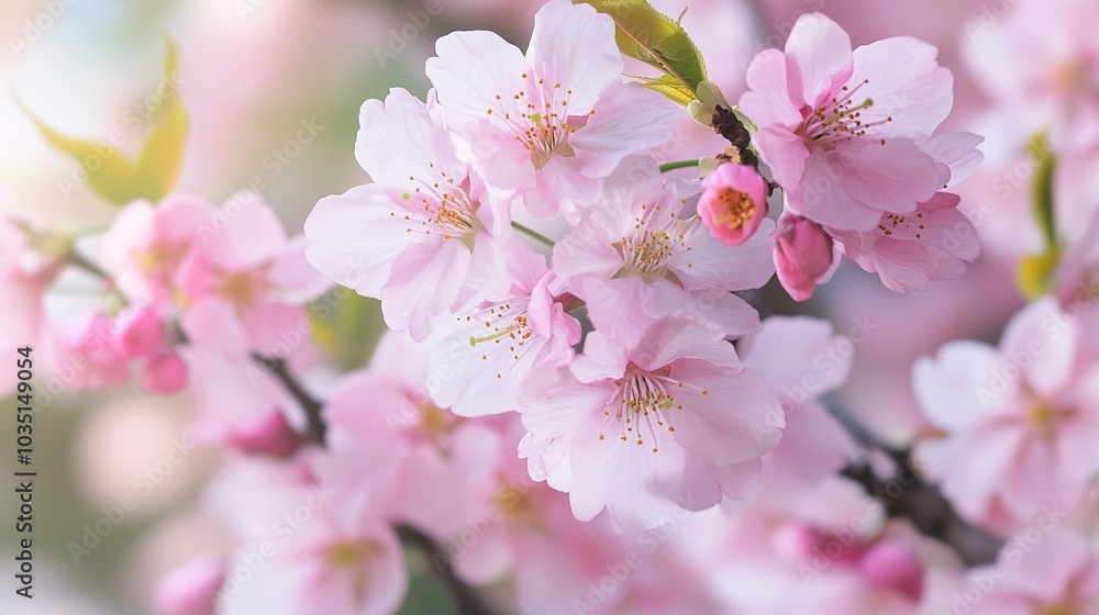 Soft Pink Cherry Blossoms in Springtime Bloom Soft Pink Cherry Blossoms in Springtime Bloom
