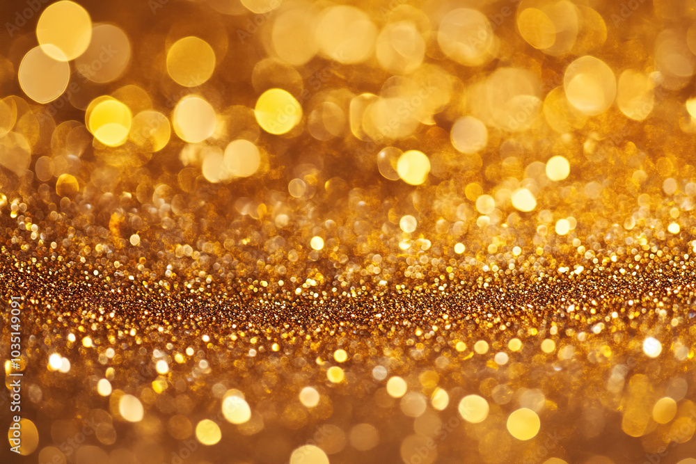 Close-Up of Shining Gold Sparkles and Glimmering Lights Close-Up of Shining Gold Sparkles and Glimmering Lights