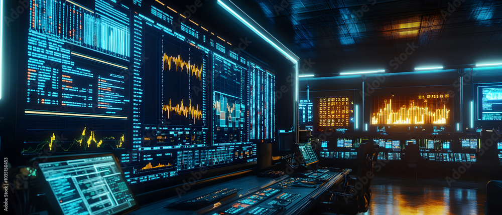 Futuristic Business & Stock Investment Visuals: High-Tech, Neon-Lit Financial Concepts with Modern Urban Backdrops Futuristic Business & Stock Investment Visuals: High-Tech, Neon-Lit Financial Concepts with Modern Urban Backdrops
