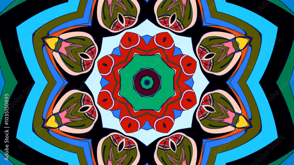 Fototapeta premium Abstract colorful psychedelic mandala pattern for a summer music festival