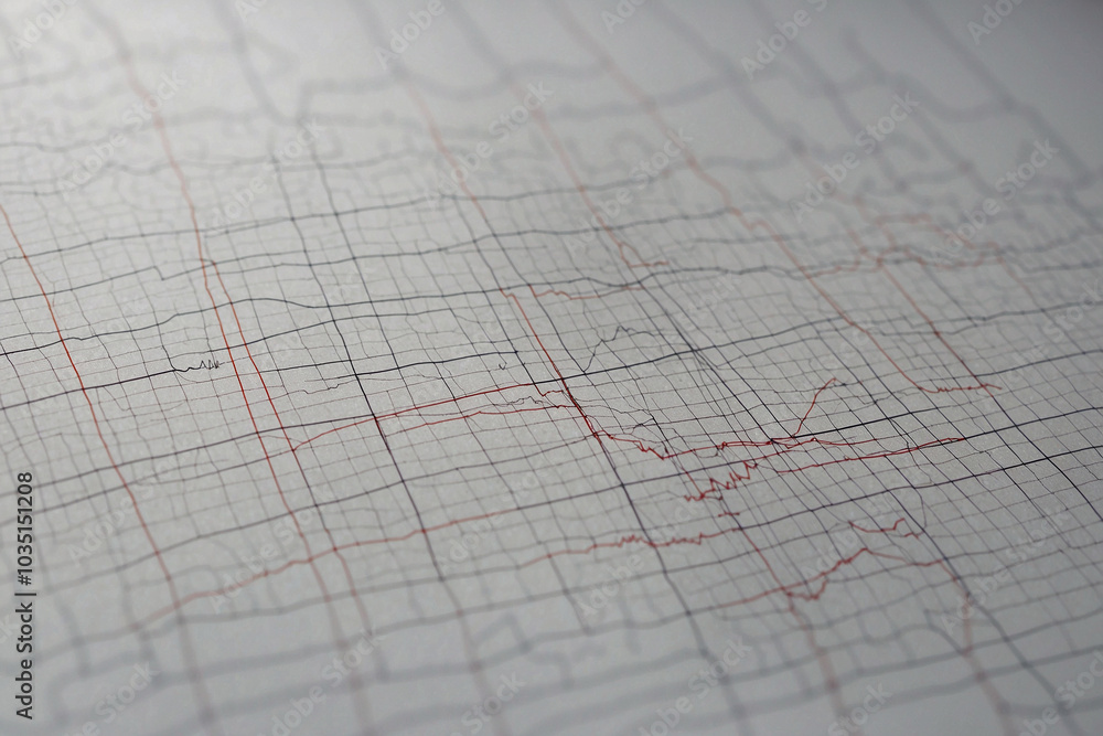 Stock graph in the form of lines on writing paper Stock graph in the form of lines on writing paper