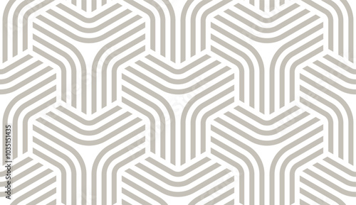 Vector geometric fabric waves seamless texture. Cream colour background.