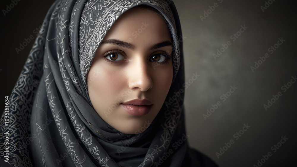 Beautifully Framed: A Muslim Girl’s Gentle Features and Natural Hijab Beautifully Framed: A Muslim Girl’s Gentle Features and Natural Hijab