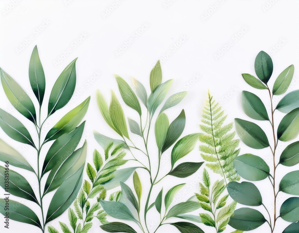 Fototapeta premium Seamless floral pattern, repeat border with watercolor leaf .