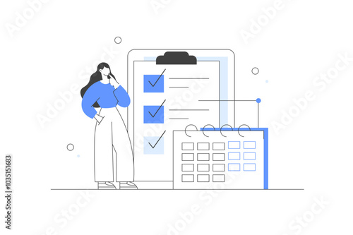Various Online Survey and Rating Icon. Filling Survey Form, putting Check Marks on Checklist. User Experiences Concept. Flat Cartoon Vector Illustration Minimalist line, abstract