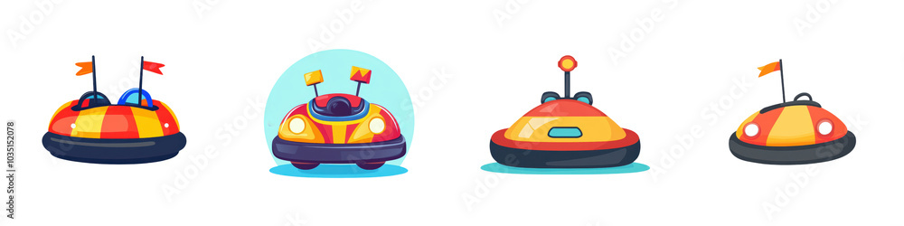 Vibrant and Colorful Futuristic Hovercrafts in Retro Cartoon Styles Depicting Various Playful and Whimsical Modes of Futuristic Transportation Vibrant and Colorful Futuristic Hovercrafts in Retro Cartoon Styles Depicting Various Playful and Whimsical Modes of Futuristic Transportation