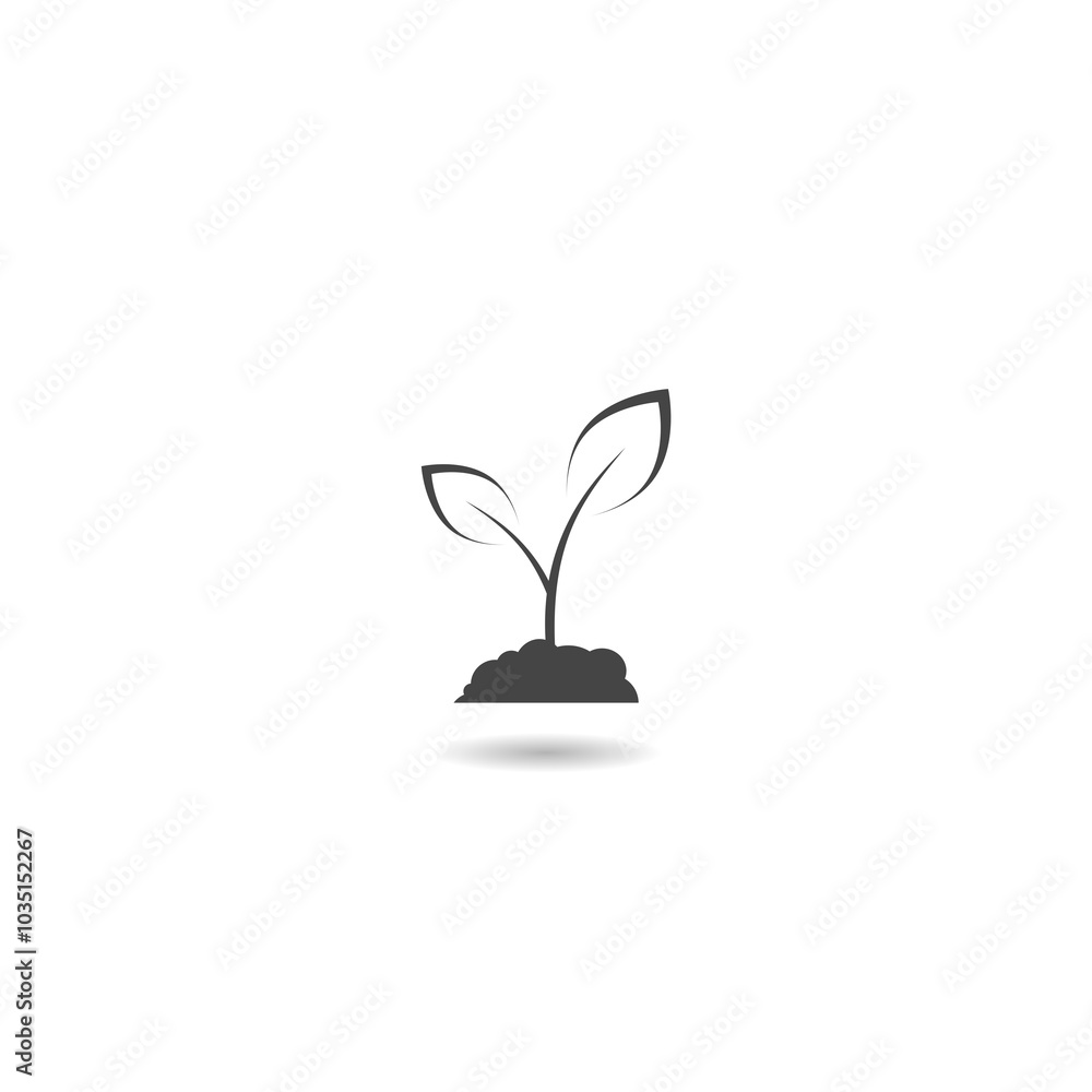 Plant sprout flat icon with shadow Plant sprout flat icon with shadow