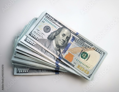 Money American dollar bills on white background photo