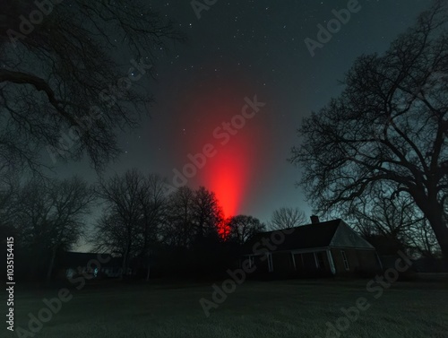 Surreal Red Eye Shaped Sunset in Sky 