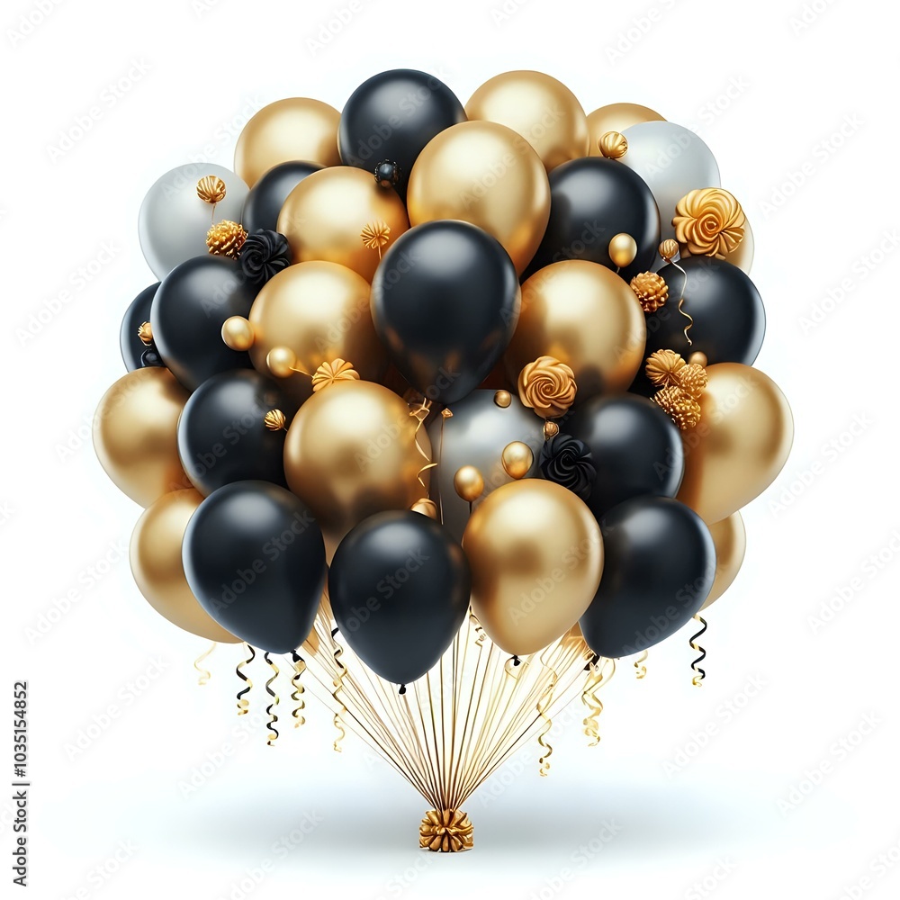 Elegant Black and Gold Balloon Bouquet Elegant Black and Gold Balloon Bouquet