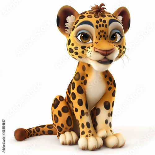 illustration of a jaguar, isolated on a white background, jaguar Generative AI.