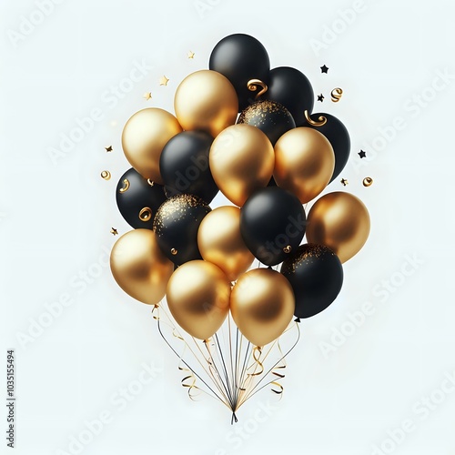 Elegant Black and Gold Balloon Bouquet