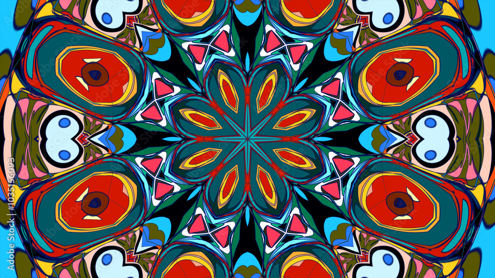 Fototapeta premium Abstract colorful psychedelic mandala pattern for a summer music festival