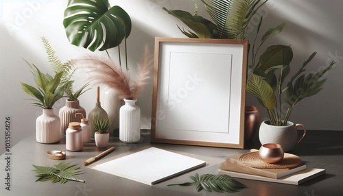 An artistic photo frame mockup design photo