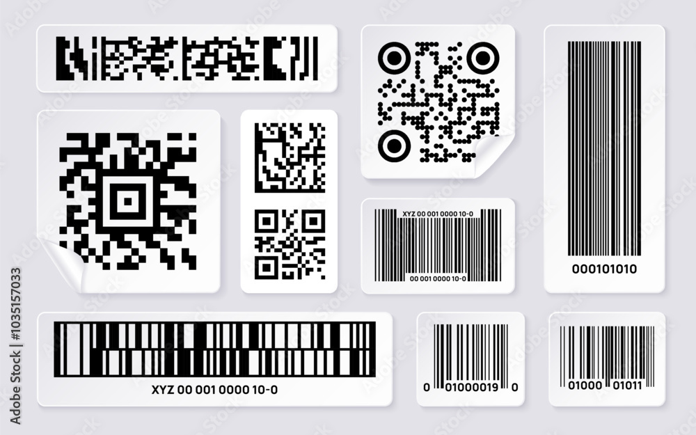 Realistic qr barcode template collection Realistic qr barcode template collection