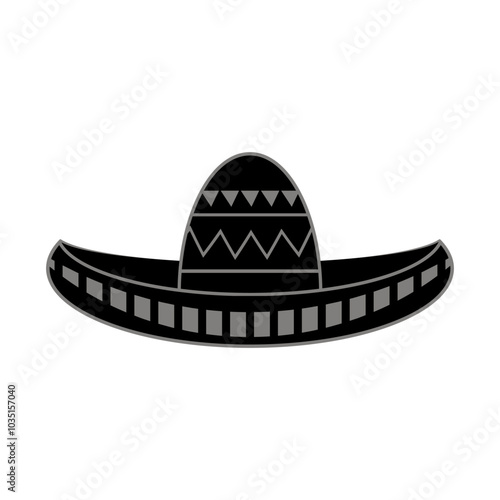 Vector Mexican sombrero with maracas. Cinco de mayo symbol isolated on white background.