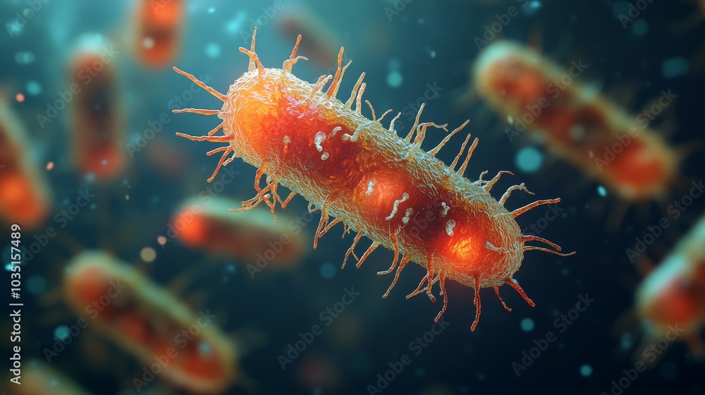 Closeup of Swimming Bacteria in Liquid Medium Closeup of Swimming Bacteria in Liquid Medium