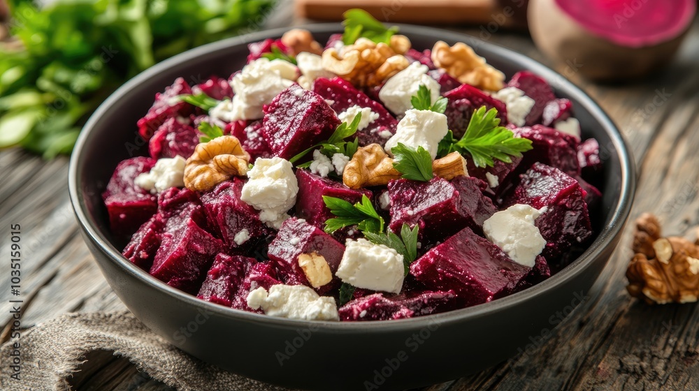 Colorful Beet Salad with Nuts and Cheese Colorful Beet Salad with Nuts and Cheese