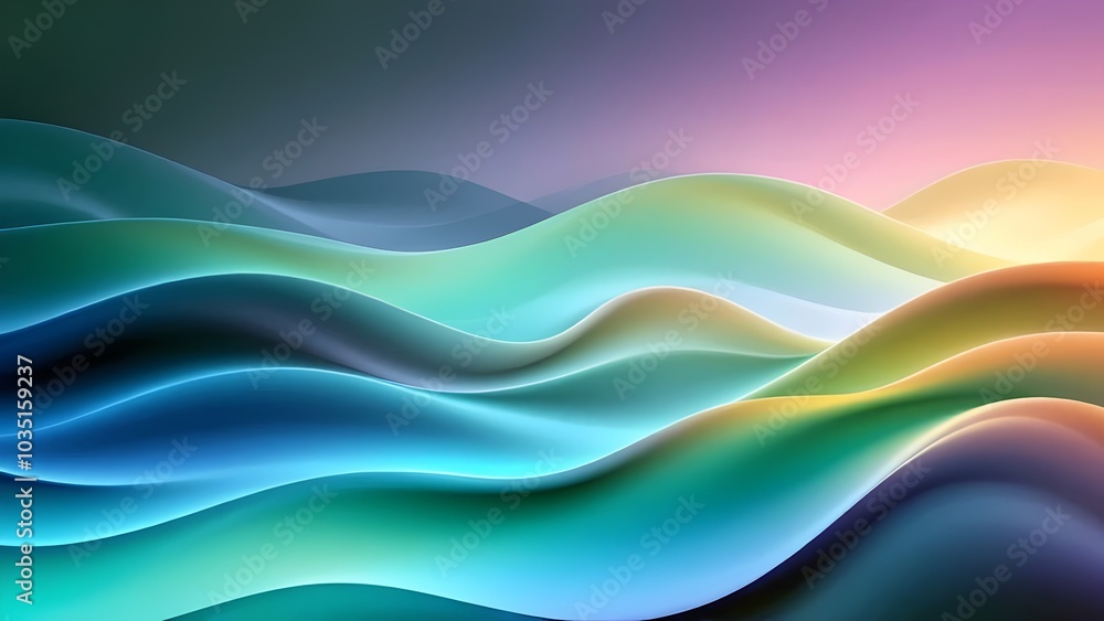 Abstract Wavy Background with Green, Blue, and Yellow Abstract Wavy Background with Green, Blue, and Yellow