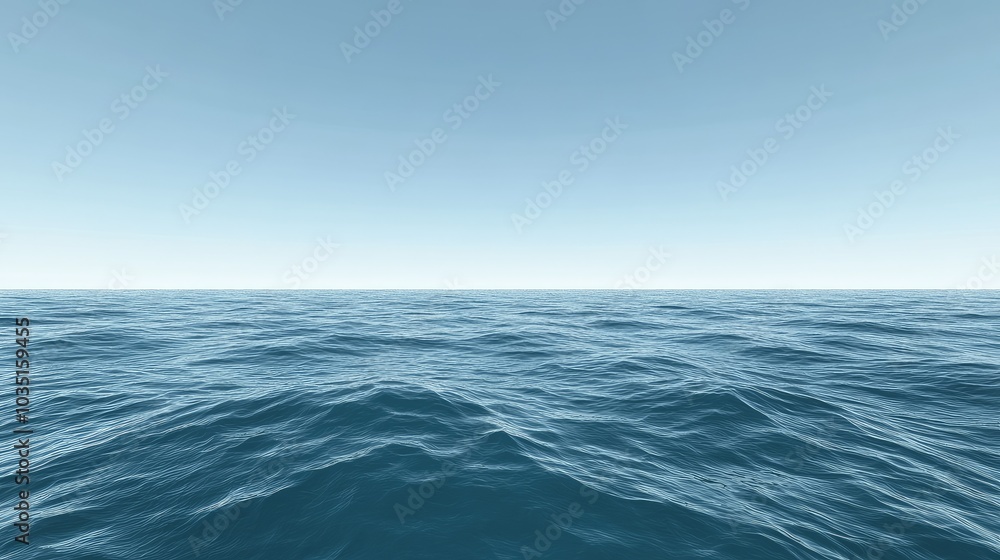 Calm Ocean Horizon Under Clear Blue Sky Calm Ocean Horizon Under Clear Blue Sky