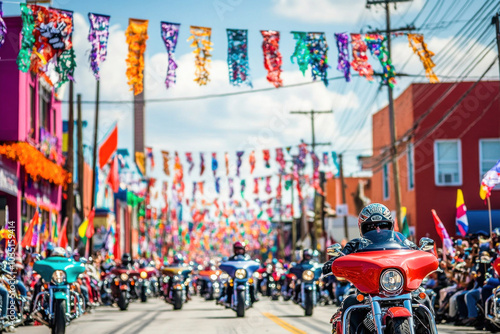 Wallpaper Mural Bikers driving down a decorated street during a parade Torontodigital.ca