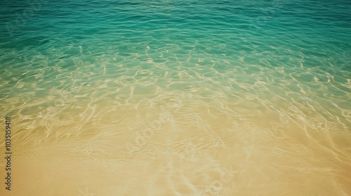 Serene Turquoise Ocean Waves lapping at Sandy Shore