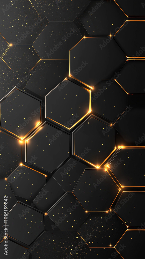Vector black background with hexagon pattern with space for text. AI generation Vector black background with hexagon pattern with space for text. AI generation