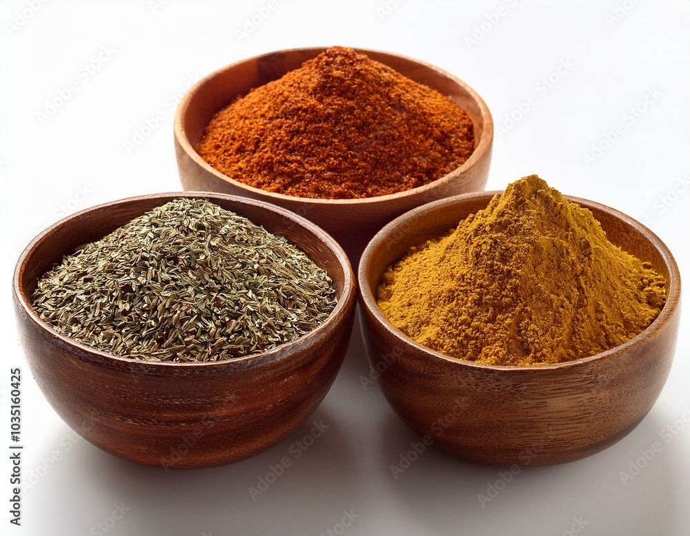 Spices and herbs on table top with copy space Spices and herbs on table top with copy space