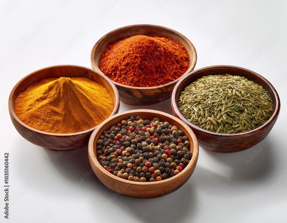 Spices and herbs on table top with copy space Spices and herbs on table top with copy space