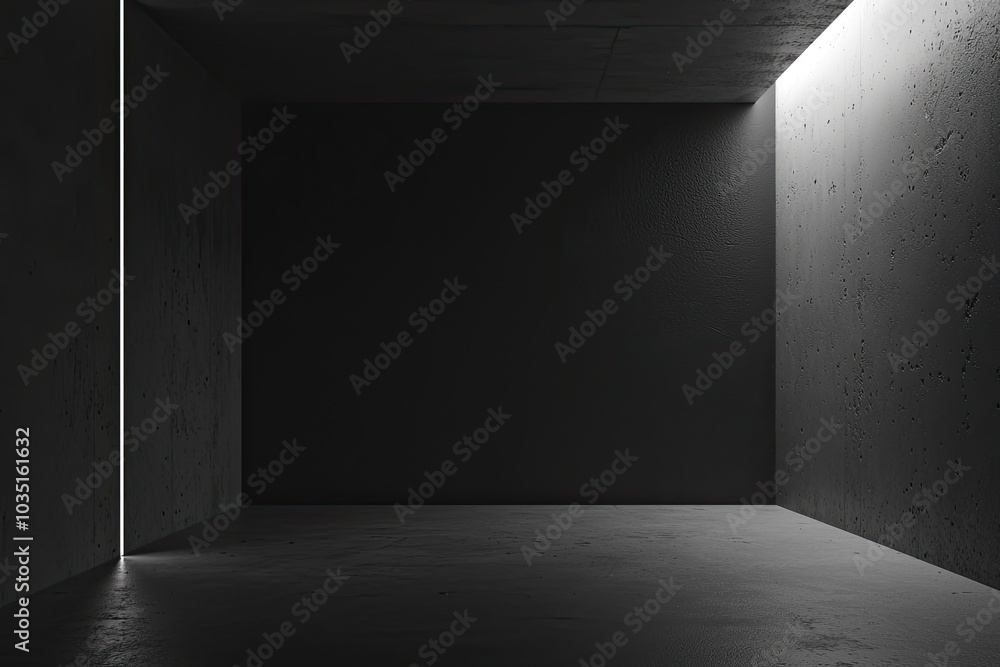 Abstract empty dark room with concrete wall and floor, industrial interior background Abstract empty dark room with concrete wall and floor, industrial interior background
