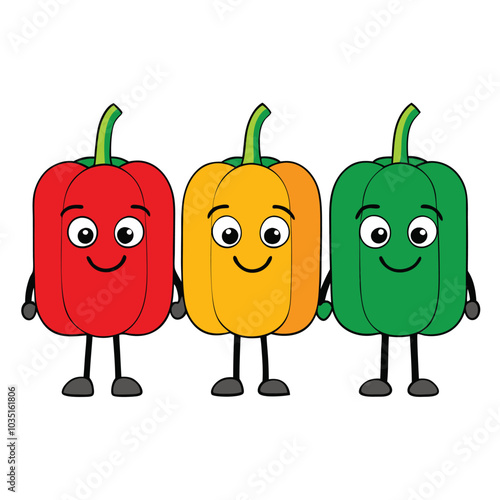 Red bell pepper, red sweet pepper, paprika vector illustration white backgr