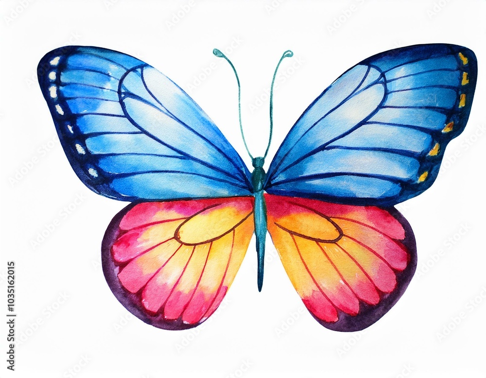 of a watercolor butterfly on a white background of a watercolor butterfly on a white background