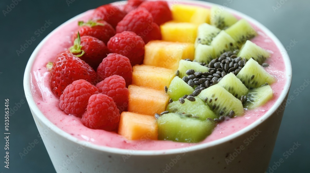 Fresh Fruit Smoothie Bowl with Vibrant Toppings Fresh Fruit Smoothie Bowl with Vibrant Toppings