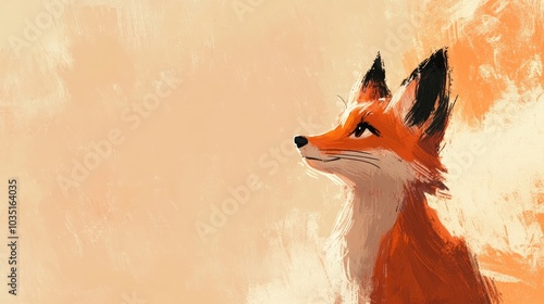 The red fox looks up hopefully in the drawing photo