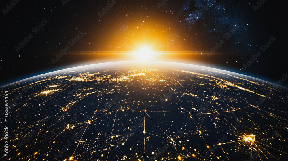 abstract business connection of line from nail node to node on world map background Innovation network points Earth's surface abstract business connection of line from nail node to node on world map background Innovation network points Earth's surface