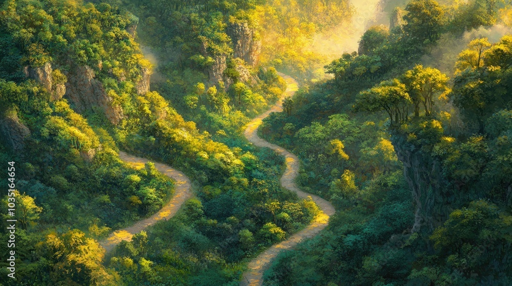 Fototapeta premium Serene Path Through Lush Green Valley