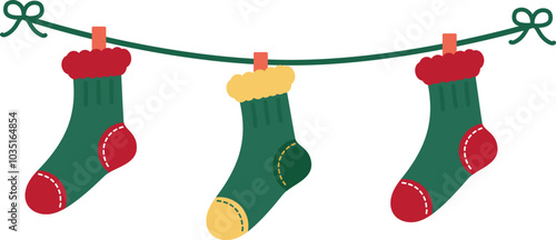 Hanging Socks For Christmas Decoration Flat Icon