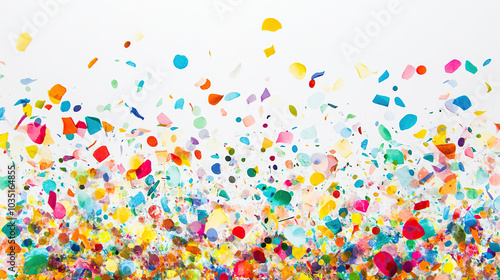 Vibrant Explosion of Colorful Confetti on White Background