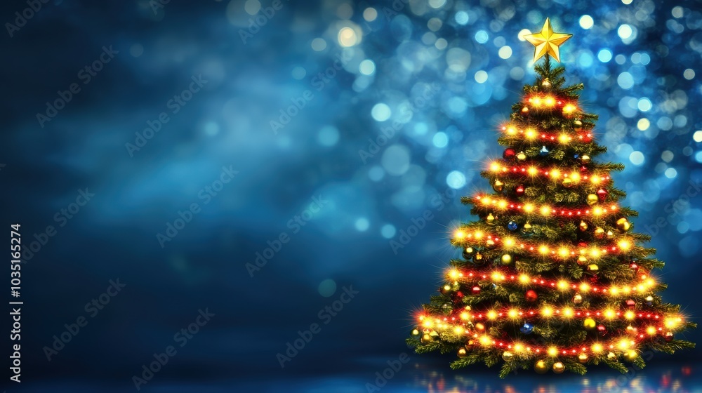 A Christmas tree with lights on it A Christmas tree with lights on it