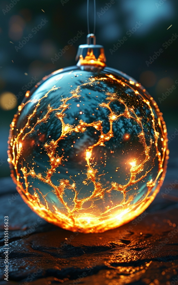 Christmas tree, New Year's Eve, glowing balloon toy with a beautiful pattern inside