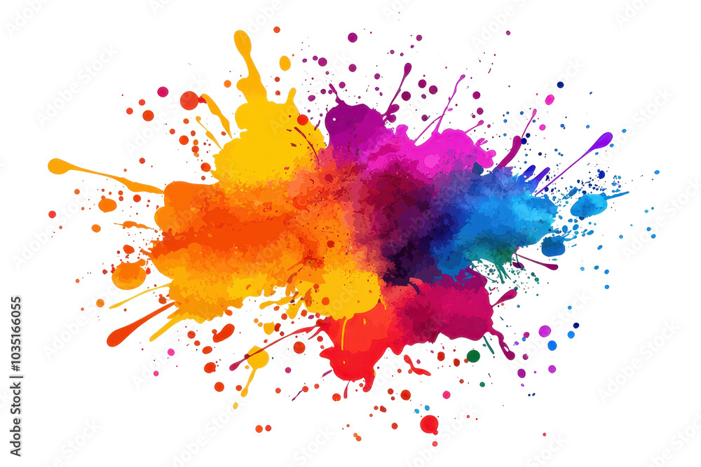 Vibrant splash of multicolored paint creates a dynamic and artistic display, perfect for creative and colorful design application. Vibrant splash of multicolored paint creates a dynamic and artistic display, perfect for creative and colorful design application.