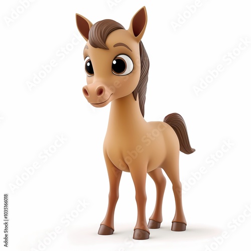 Photo of a horse foal, isolated on a white background, horse foal Generative AI