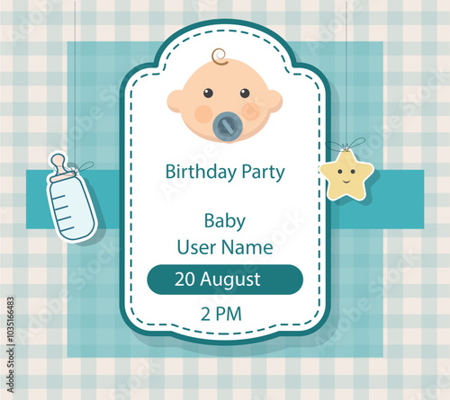 Baby Birthday Party Invitation Vector Stock Illustrations ..eps