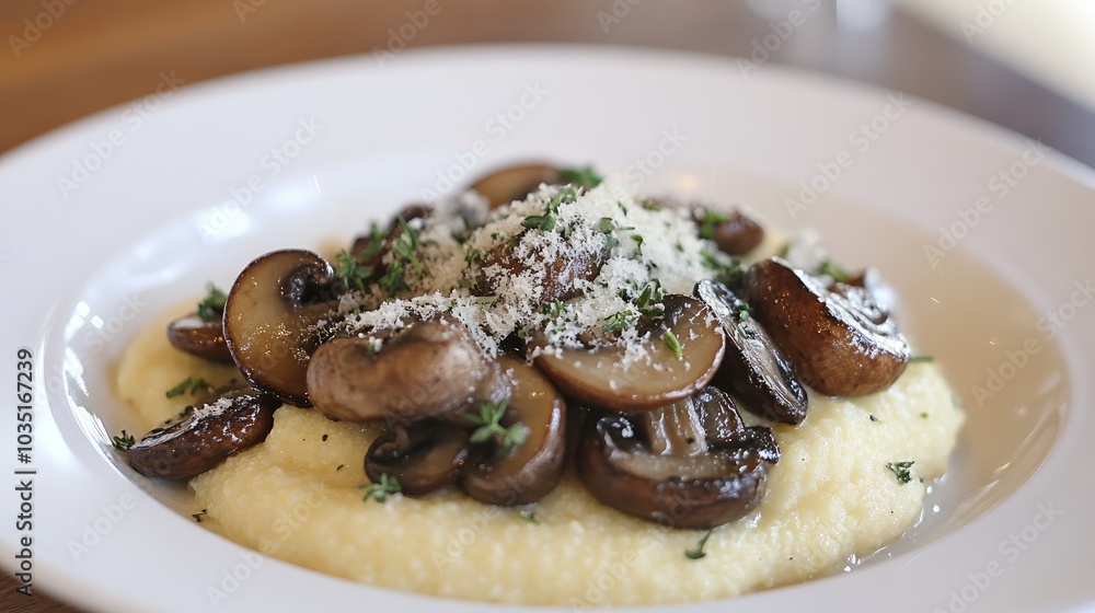 Creamy Polenta with Sautéed Mushrooms and Cheese Creamy Polenta with Sautéed Mushrooms and Cheese