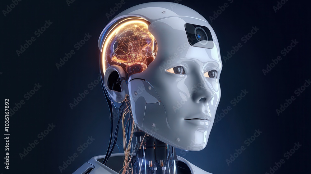 Futuristic Robot Brain with Glowing Neurons and Electrical Circuits Conceptual 3D render of a digital scientific and technological innovation in the field of intelligence and advanced robotics Futuristic Robot Brain with Glowing Neurons and Electrical Circuits Conceptual 3D render of a digital scientific and technological innovation in the field of intelligence and advanced robotics