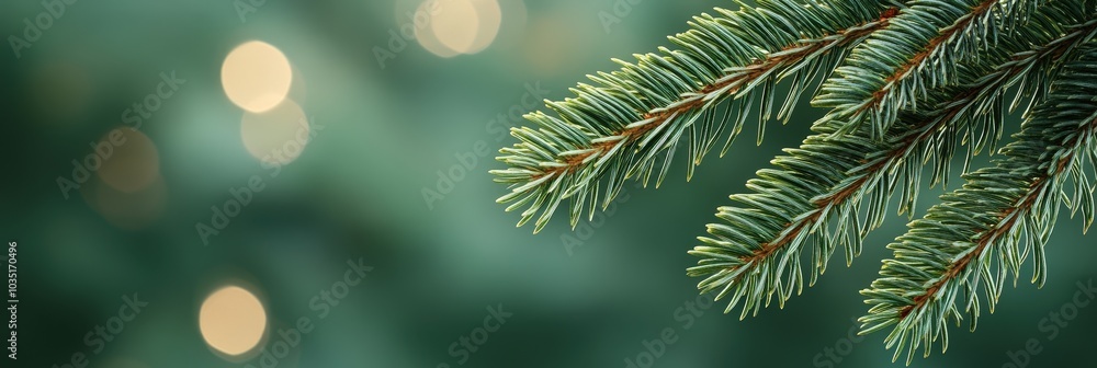 Evergreen Branch with Soft Focus Background Evergreen Branch with Soft Focus Background