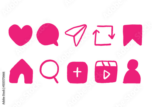 手描き風　ソーシャルメディアアイコンのセット