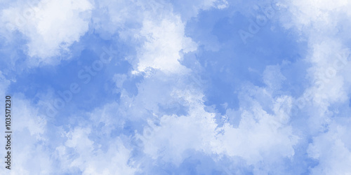 Abstract Mint Bluesky Water color background, Illustration. cloudy Minty sky background with clouds, cloudy light blue watercolor natural clouds and smoke. romantic summer blue sky with fluffy cloud.	