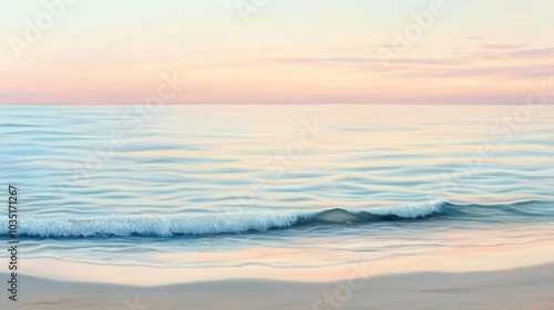 Serene Ocean Waves at Dusk with Soft Pastel Sky